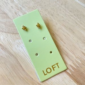 Loft Lightning Bolt Stud Earrings NWT Gold Rhinestone